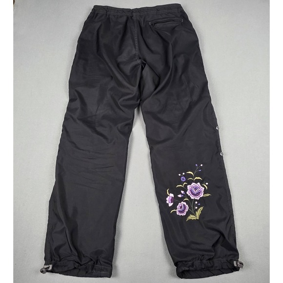 GAP Pants - VINTAGE Gap Pants Womens Large Black Pink Baggy Paratrooper Wide Leg Floral 90s